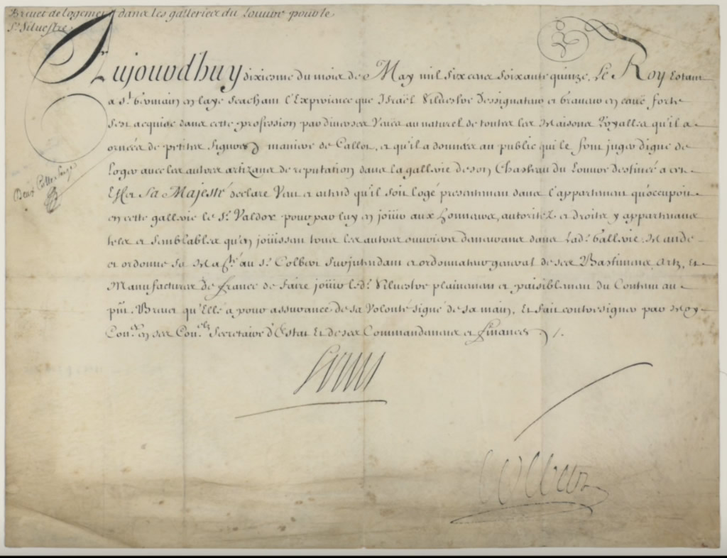 Brevet de logement dans les galleries du Louvre pour le Sr Silvestre - Document 1